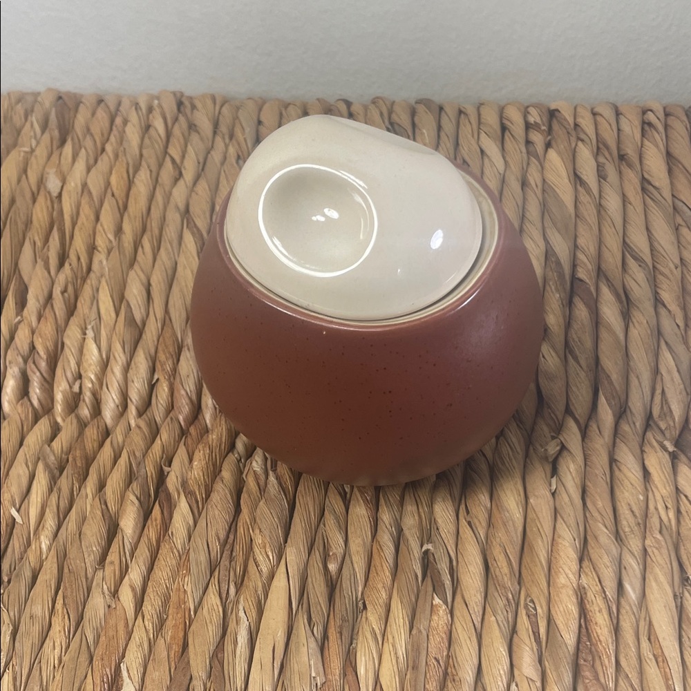 Sango Sienna Sugar Bowl with Lid — Two-Tone Modern Ceramic